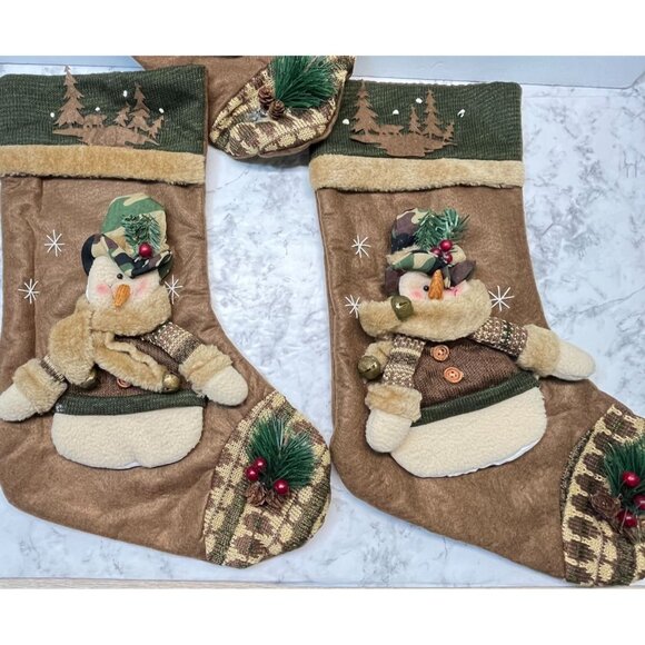 Snowman Hunter Christmas Stockings Set of 3 Camo Mountain Forest Wildlife - Picture 6 of 11